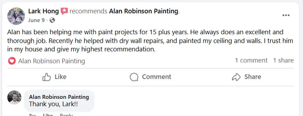 Verified five-star review for Alan Robinson Painting — screenshot 5
